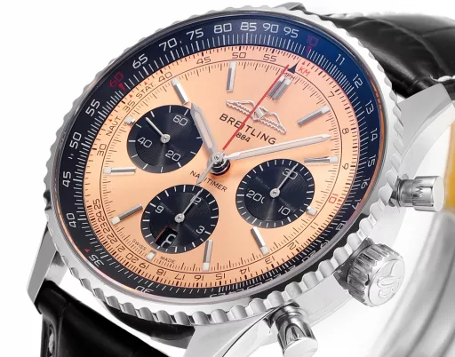 BLS: Breitling's new Navitimer celebrates its 70th anniversary, with a bold new interpretation of the classic watch. Measuring 43mm, the iteration is undoubtedly an authentic Navitimer, with a circular slide rule, baton scale, three subdials and a grooved bezel for easy grip, and the new BLS B01 movement