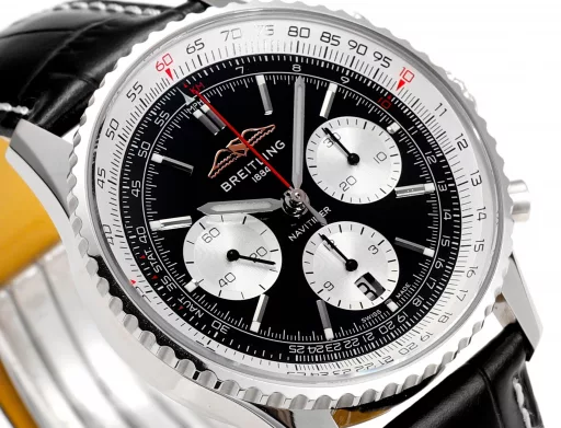 BLS: Breitling's new Navitimer celebrates its 70th anniversary, with a bold new interpretation of the classic watch. Measuring 43mm, the iteration is undoubtedly an authentic Navitimer, with a circular slide rule, baton scale, three subdials and a grooved bezel for easy grip, and the new BLS B01 movement