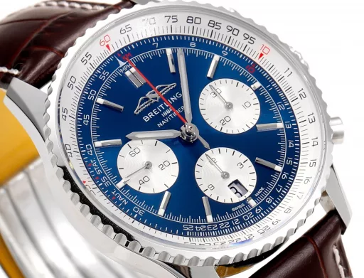 BLS: Breitling's new Navitimer celebrates its 70th anniversary, with a bold new interpretation of the classic watch. Measuring 43mm, the iteration is undoubtedly an authentic Navitimer, with a circular slide rule, baton scale, three subdials and a grooved bezel for easy grip, and the new BLS B01 movement