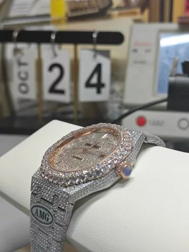 AMG Loves to Wear Royal Oak 15500 Full of Diamonds