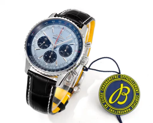 BLS: Breitling's new Navitimer celebrates its 70th anniversary, with a bold new interpretation of the classic watch. Measuring 43mm, the iteration is undoubtedly an authentic Navitimer, with a circular slide rule, baton scale, three subdials and a grooved bezel for easy grip, and the new BLS B01 movement