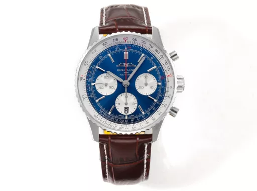 BLS: Breitling's new Navitimer celebrates its 70th anniversary, with a bold new interpretation of the classic watch. Measuring 43mm, the iteration is undoubtedly an authentic Navitimer, with a circular slide rule, baton scale, three subdials and a grooved bezel for easy grip, and the new BLS B01 movement