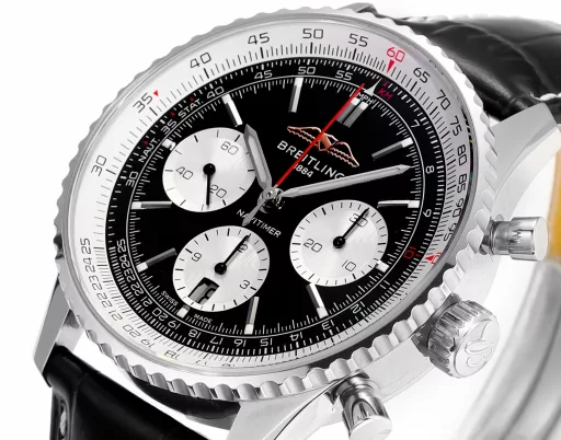 BLS: Breitling's new Navitimer celebrates its 70th anniversary, with a bold new interpretation of the classic watch. Measuring 43mm, the iteration is undoubtedly an authentic Navitimer, with a circular slide rule, baton scale, three subdials and a grooved bezel for easy grip, and the new BLS B01 movement