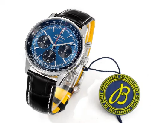 BLS: Breitling's new Navitimer celebrates its 70th anniversary, with a bold new interpretation of the classic watch. Measuring 43mm, the iteration is undoubtedly an authentic Navitimer, with a circular slide rule, baton scale, three subdials and a grooved bezel for easy grip, and the new BLS B01 movement