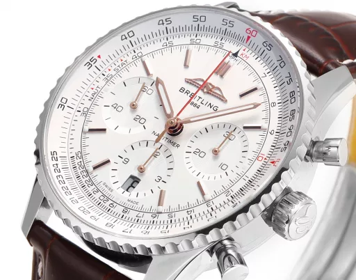 BLS: Breitling's new Navitimer celebrates its 70th anniversary, with a bold new interpretation of the classic watch. Measuring 43mm, the iteration is undoubtedly an authentic Navitimer, with a circular slide rule, baton scale, three subdials and a grooved bezel for easy grip, and the new BLS B01 movement