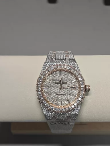 AMG Loves to Wear Royal Oak 15500 Full of Diamonds