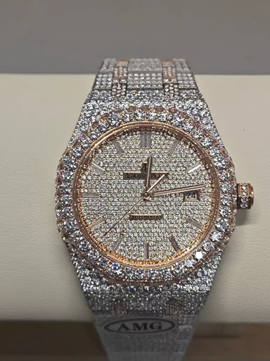 AMG Loves to Wear Royal Oak 15500 Full of Diamonds