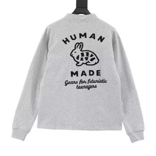 Human made rabbit print sweater cardiganOriginal purchase, using 410g high-density cotton light fleece fabric, washed and pre-shrunk. Custom-made dyed buttons, front and back printing, printed six times to have the original thickness and effect. Special flat lathe for parking spaces, not ordinary parking space processing