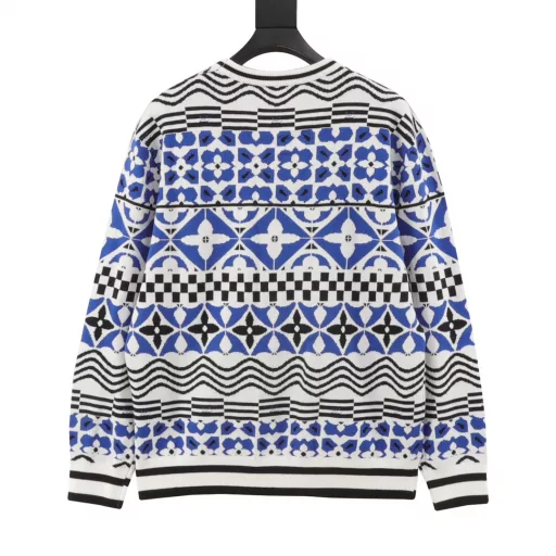 Louis Vuitton 23Fw Geometric Jacquard Knitted SweaterMade of 800g wool blended fabricImported machine operation