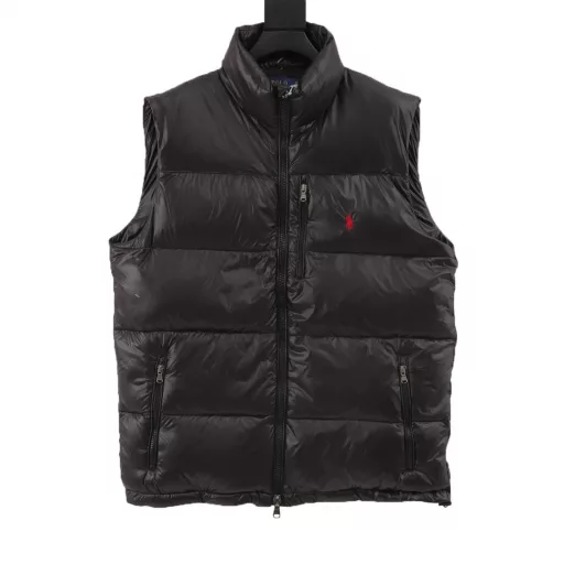 Ralph Lauren 24FW R51 pony logo embroidered down vest - lacquered black/matte black/matte navy blueFull of high-end look, simple but not minimalist, both in terms of fabric material and overall outline, it has both fashionable styling and good cold-proof effect, and brings a comfortable wearing experience and feeling, it can shape and keep warm, three-dimensional and full, highly practical, filled with white duck down, the same style for men and women, customized accessories with three labels