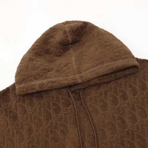 Dior classic full-print obscure pattern towel embroidery hooded sweatshirtHooded long-sleeved hoodie custom-made cotton terry cloth fabric lining comfortable and delicate fleece all over the body classic Oblique jacquard hem welt slanted pockets side knitted ribbed cuffs bottom hem loose fit unisex