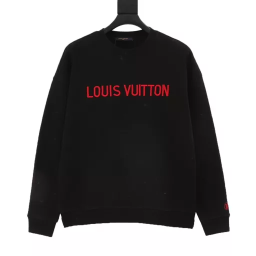 Louis Vuitton 24Fw red thread logo embroidered round neck sweatshirtThe fabric is made of 400g double-strand combed cotton fabric, custom-woven and dyed by Sorona threadHeavy embroidery by Japanese imported Tajima embroidery machine, multiple pattern making and color matching, the final effect is different from the market productsNew styles synchronized with the official website, customized accessories for the whole body